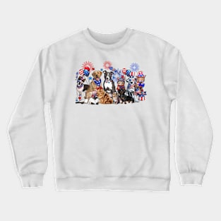 4th Of July Dogs And Cats, 4th of July Animals, Independence Day Crewneck Sweatshirt